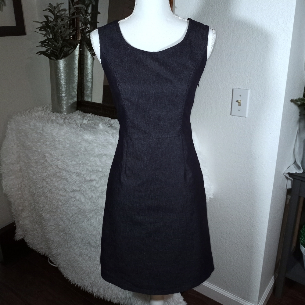 Sleeveless Dark Indigo Sheath Dress